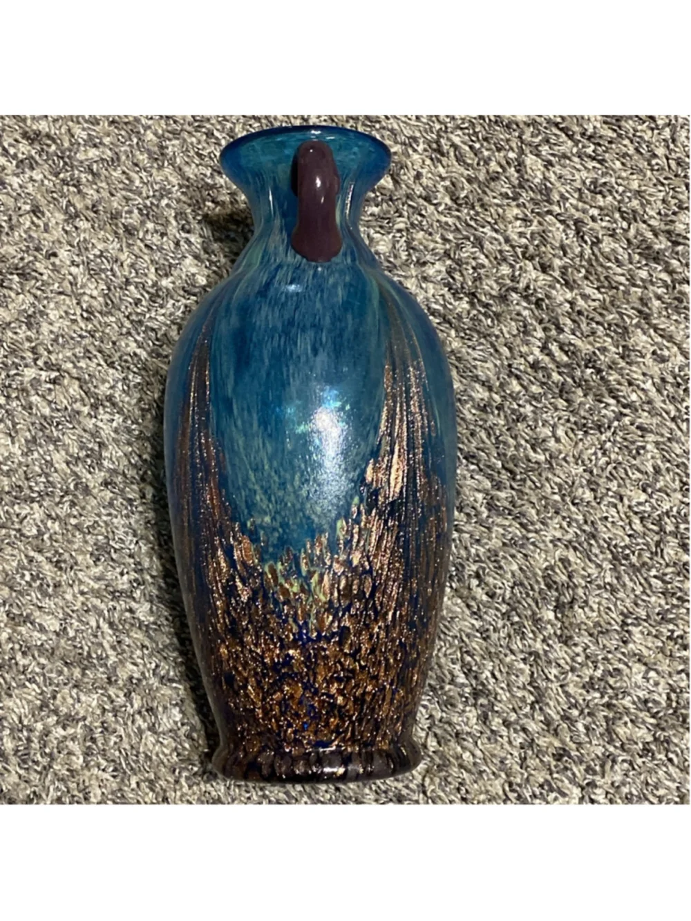 Dale Tiffany Favrile Art Glass Milano Amphora Blue 10